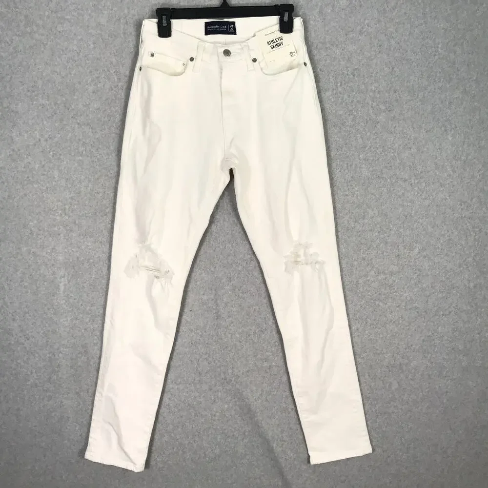 Abercrombie Fitch Jeans Mens 28x32 Athletic Skinny Knee Holes Distressed Stretch